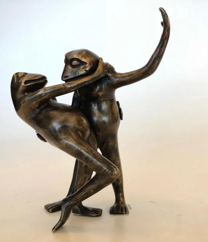 Kikkers dansen de tango Bronzenbeelden - Winkel Echt brons, Antiek en Kunst, Kunst | Beelden en Houtsnijwerken, Ophalen of Verzenden