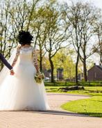 Trouwjurk maat 38/40 met sluier, Ophalen, Zo goed als nieuw, Wit, Trouwjurk