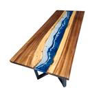 Rivier Tafel - 200x80cm - Epoxy en Notenhout - Zee en strand, Ophalen of Verzenden, Nieuw