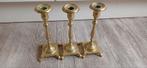 Set van 3 messing kandelaars, Antiek en Kunst, Antiek | Kandelaars, Ophalen of Verzenden, Koper of Brons