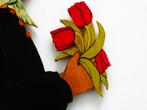 Wanddecoratie / opbergzak meisje met bosje tulpen bloemen, Ophalen of Verzenden