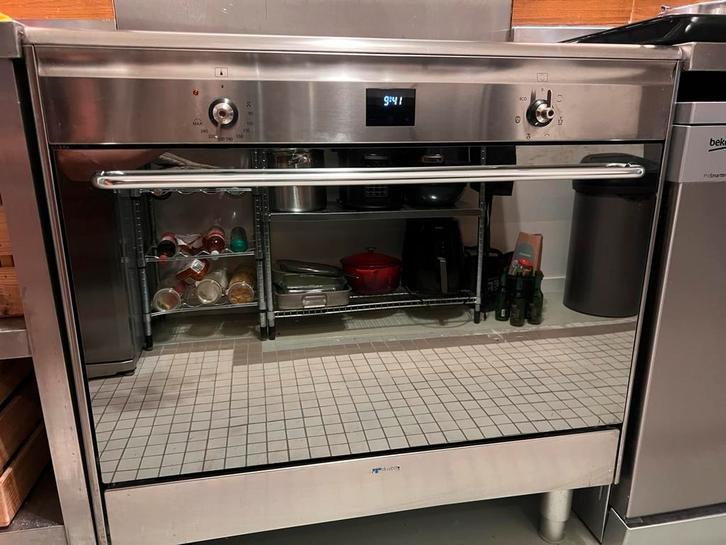 Luxe Smeg Inducte Fornuis 90 cm + Elektrische oven (RVS), Witgoed en Apparatuur, Ovens, Zo goed als nieuw, Vrijstaand, Oven met grill