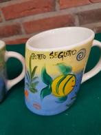 Mokken, Porto Seguro, beschilderd met onderwater motief, 2 s, Huis en Inrichting, Keuken | Servies, Ophalen of Verzenden, 'T Olde Gre-j