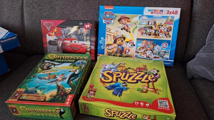 Diverse Spellen & Puzzels - Carcassonne, Paw Patrol, Spuzzle, Hobby en Vrije tijd, Gezelschapsspellen | Bordspellen, Gebruikt