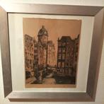 J. Hubbeling. Amsterdam het kolkje, ets, genummerd 82/100, Antiek en Kunst, Kunst | Schilderijen | Klassiek, Ophalen of Verzenden