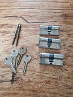 Set van 3 gelijksluitende cilinders 30-30 met 4 sleutels, Ophalen of Verzenden, Gebruikt, IJzer, Slot