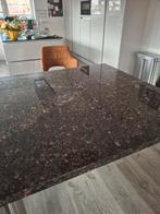 Natuursteen granieten tuintafel met rvs onderstel, Ophalen of Verzenden, Zo goed als nieuw, Vierkant, Overige materialen