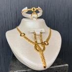 21 karaat gouden set ketting armband oorbellen ring, Sieraden, Tassen en Uiterlijk, Kettingen, Ophalen of Verzenden, Nieuw, Goud