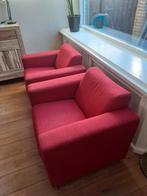 2 grote rode stoffen fauteuils, Ophalen, Zo goed als nieuw, 75 tot 100 cm