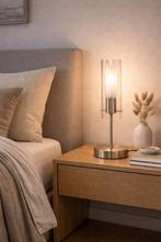 Moderne tafellamp rvs/glas - touch bediening, Huis en Inrichting, Lampen | Tafellampen, Ophalen, Gebruikt, Glas, Minder dan 50 cm