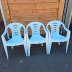 3 witte kuipstoelen, Tuin en Terras, Ophalen, Gebruikt, Kunststof, Stapelbaar