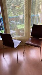 2 Design Stoelen Hout/Metaal - Stevig & Comfortabel, Huis en Inrichting, Stoelen, Ophalen, Twee, Bruin, Zo goed als nieuw