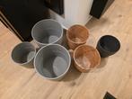 Set 8 GROTE IKEA plantenpotten bamboe & betonlook twv €100+, Overige materialen, Rond, Zo goed als nieuw, Minder dan 40 cm