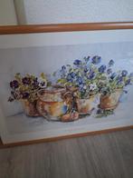 Schilderij 'Coraline' met bloemen in potten, Ophalen of Verzenden