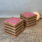 Vintage krat-krukjes blank grenen set van twee, Ophalen, Zo goed als nieuw, Hout