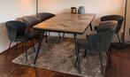 Complete eethoek met 6 stoelen Woood en Basic Label, Ophalen, Gebruikt, Rond, 50 tot 100 cm