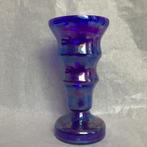 Kobalt blauw vaas - Irisé glas - 21.5 cm hoog - izgst, Ophalen of Verzenden