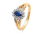 Witgouden ring (mt51) met blauwe saffier en diamanten, Ophalen, 20 of groter, Zo goed als nieuw, Dame