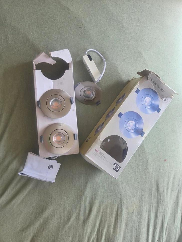 Karwei LED Inbouwspots - 3 stuks - Nieuw, Huis en Inrichting, Lampen | Spots, Nieuw, Plafondspot of Wandspot, Metaal of Aluminium