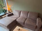 Hoekbank met Lounge, kleur taupe, Huis en Inrichting, Banken | Bankstellen, Ophalen, Gebruikt, Hoekbank, Driepersoons