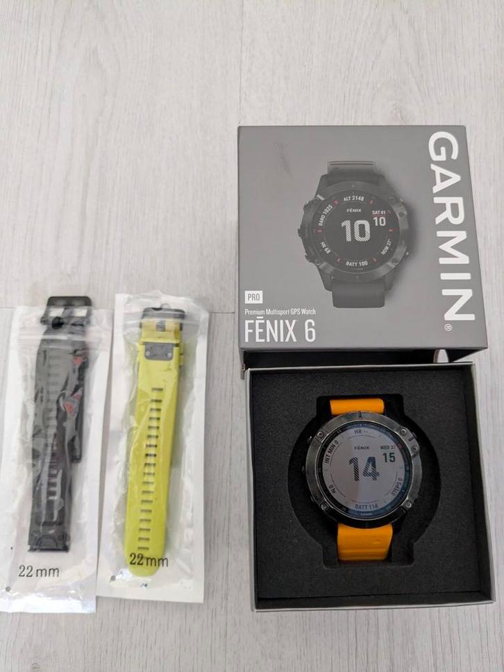 Garmin 6 pro zwart 47mm met extra bandjes, Sieraden, Tassen en Uiterlijk, Sporthorloges, Gebruikt, Android, Zwart, Ophalen of Verzenden