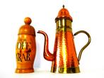 Koper vertind koffiepot met een houten voorraadpot koffie, Antiek en Kunst, Ophalen of Verzenden
