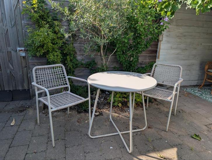 Mooie beige tuin-/bistroset, Tuin en Terras, Tuinsets en Loungesets, Zo goed als nieuw, Ophalen