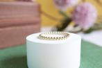 14 Karaat Gouden Bolletjes Ring Met Plaatje, Ophalen of Verzenden, Zo goed als nieuw, 17 tot 18, Dame
