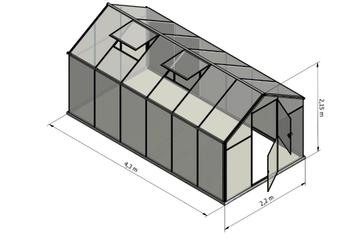 Broeikas Sanus L-10 (9,5m2) 2,20 x 4,30 x 2,10 Polycarbonaat beschikbaar voor biedingen