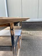 Deens ovaal eettafel 240x110x3 verjongd eiken rustiek, Ophalen, 100 tot 150 cm, Eikenhout, Vijf personen of meer