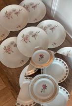 Gebaksbordjes wit porselein bloem goud,vintage, Antiek en Kunst, Ophalen of Verzenden