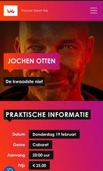 Jochen Otten in Theater Geert Teis., Tickets en Kaartjes, Drie personen of meer, Februari