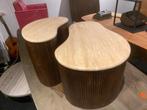 Nieuwe Travertin Salontafel Set - Mango Hout, Huis en Inrichting, Tafels | Bijzettafels, Ophalen, Minder dan 45 cm, Minder dan 55 cm