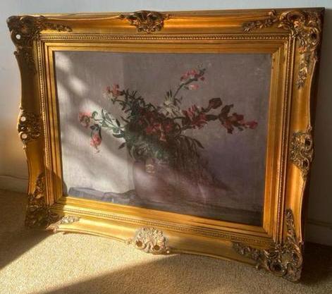 Bloemstilleven in gouden lijst, Antiek en Kunst, Kunst | Schilderijen | Klassiek, Ophalen of Verzenden