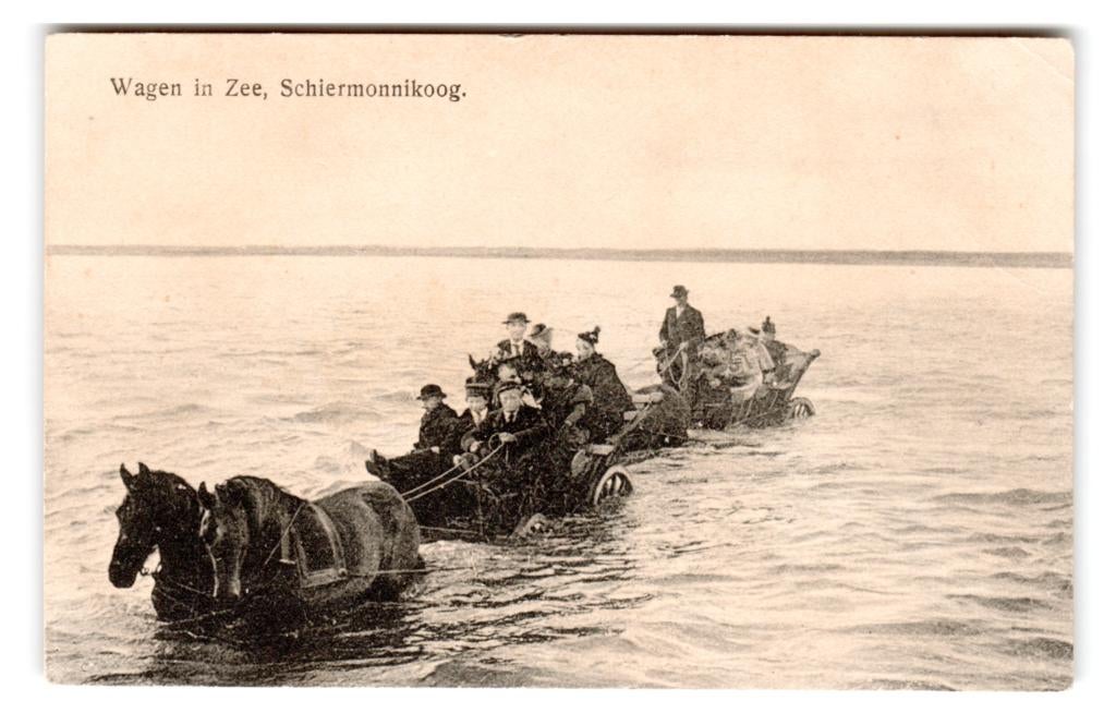 Schiermonnikoog, Wagen in Zee, Verzenden, 1920 tot 1940, Ongelopen, Waddeneilanden