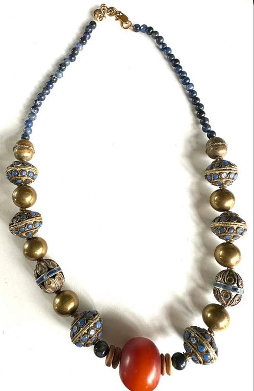Antieke Tribal kralen ketting, Sieraden, Tassen en Uiterlijk, Kettingen, Zo goed als nieuw, Overige materialen, Overige kleuren