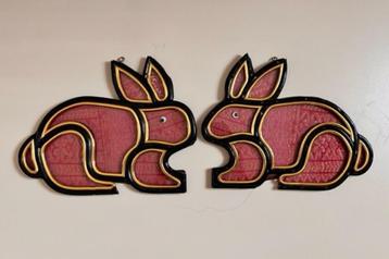 Nieuw 2 stuks konijn muurdecoratie wanddecoratie beschikbaar voor biedingen