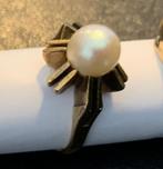 3 Gouden ringen 14 krt met Mosagaat, Parel en bloedkoraal, Sieraden, Tassen en Uiterlijk, Ringen, Ophalen, Met edelsteen, Zo goed als nieuw