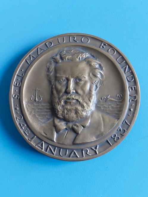 Penning maduro & sons 125 jaar, Postzegels en Munten, Penningen en Medailles, Brons, Nederland, Ophalen of Verzenden