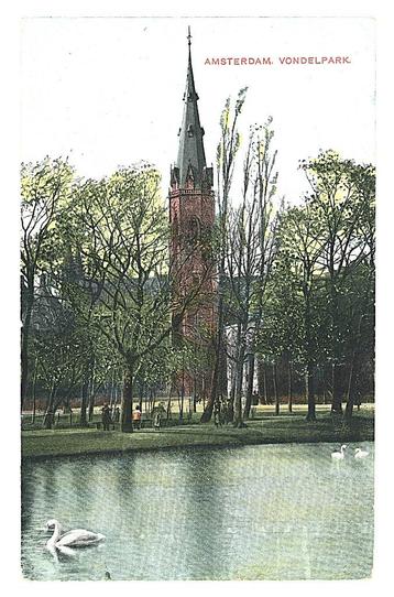 975413 Amsterdam Vondelpark 1908 Gelopen met postzegel beschikbaar voor biedingen