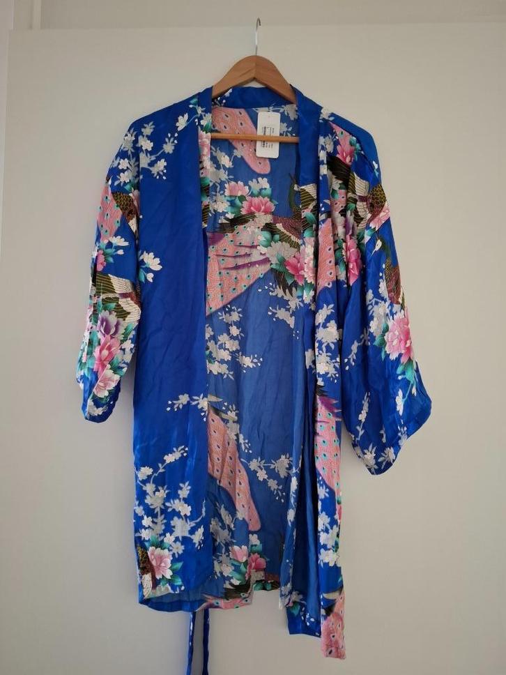 Blauwe Kimono Satijn List D'Or(NIEUW), Kleding | Dames, Ondergoed en Lingerie, Badjas, Blauw, Verzenden