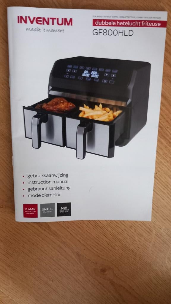 Inventum Dubbele Airfryer GF800HLD - NIEUW, 4 liter of meer, Ophalen, Nieuw, Duo-friteuse