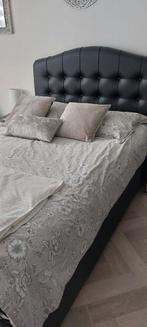 Zwarte boxspring 140x200, Ophalen, Tweepersoons, 140 cm, Zo goed als nieuw