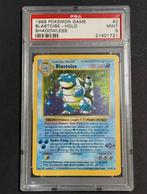 1999 Shadowless Base Set Blastoise Holo 2/102 PSA - 9, Ophalen of Verzenden, Zo goed als nieuw, Losse kaart