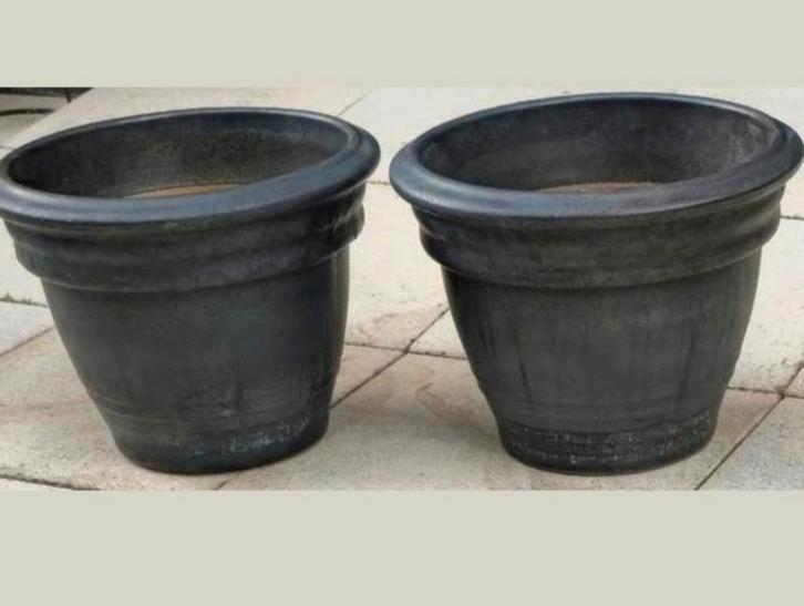 2 BLOEMPOTTEN serie PASSION FOR POTTERY GLAZED/HANDMADE, Tuin en Terras, Bloempotten, Zo goed als nieuw, Aardewerk, Tuin, Minder dan 40 cm