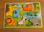 Baby Puzzel Jungle Dieren Hout, 10 tot 50 stukjes, Ophalen of Verzenden, Zo goed als nieuw, Van hout