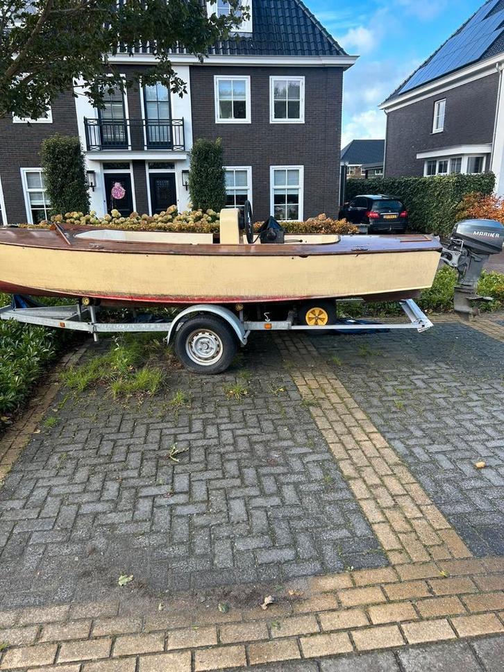 Motorboot voormalige Spanker zeilboot (OPKNAPPER!), Watersport en Boten, Sloepen, Gebruikt, Tot 10 pk, 3 tot 6 meter, Buitenboordmotor