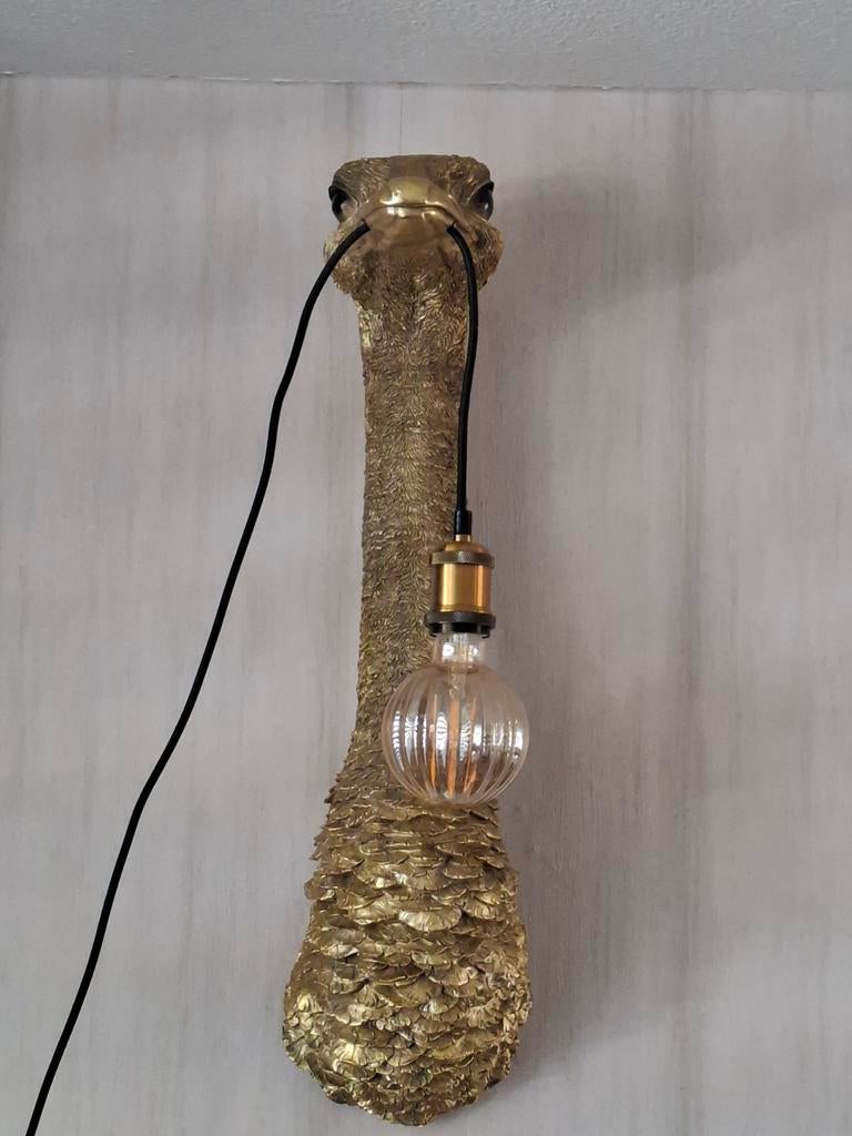 Grote Gouden Struisvogel Lamp - Zeer Goede Staat, Ophalen, Zo goed als nieuw, Overige materialen, Modern, Eclectisch, Statement