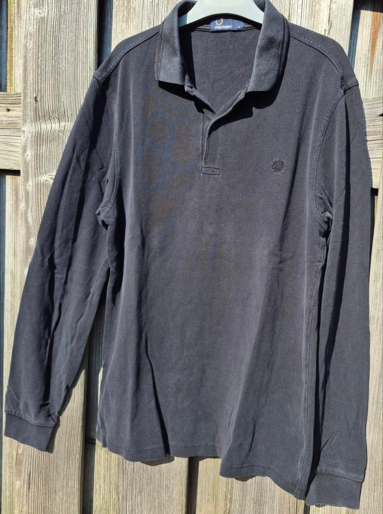 Zwarte polo met lange mouwen. Merk Fred Perry Maat M zwart, Kleding | Heren, Grote Maten, Ophalen of Verzenden, Zo goed als nieuw