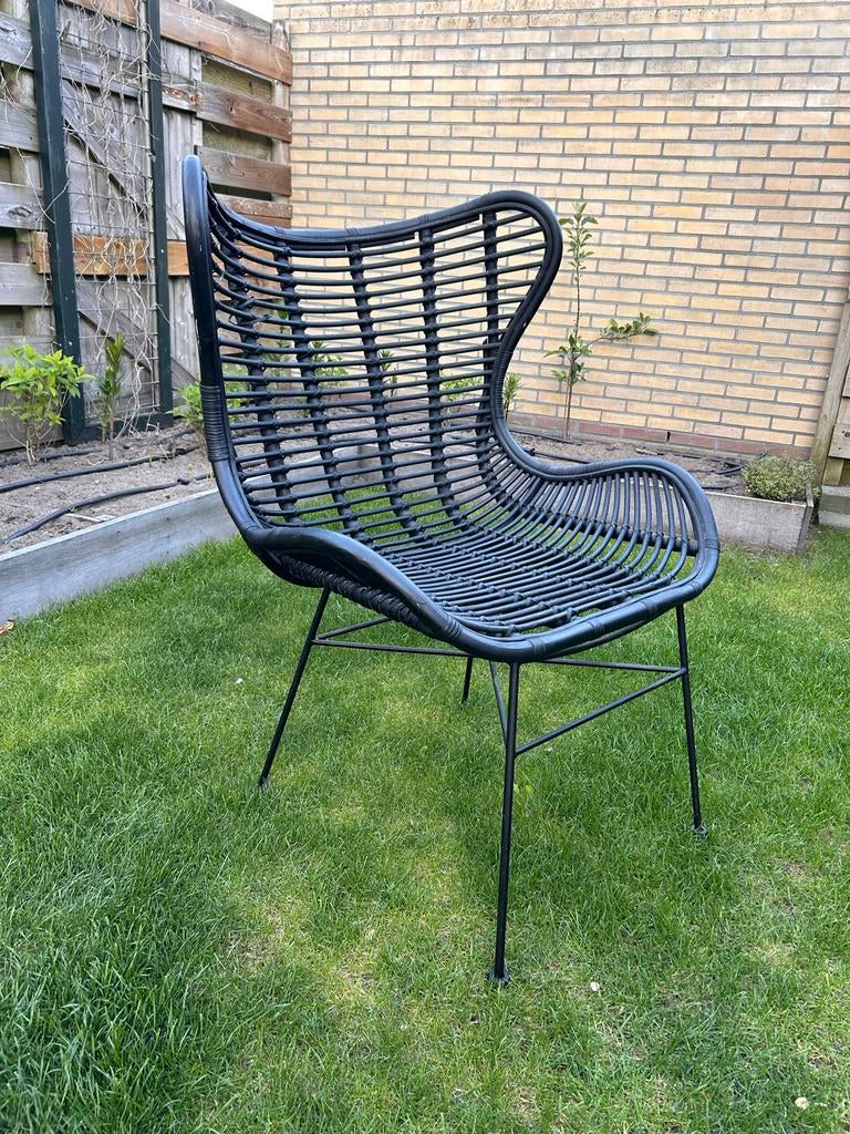 Zwarte rotan stoel - Stijlvol en comfortabel, Ophalen, Zwart, Riet of Rotan, Zo goed als nieuw
